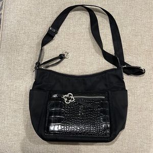 Black Brighton nylon purse with leather detail